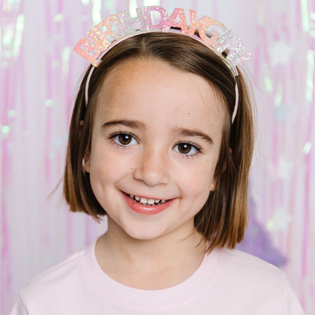 Pastel Rainbow Birthday Girl Headband - Birthday Headband