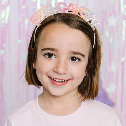 Pastel Rainbow Birthday Girl Headband - Birthday Headband