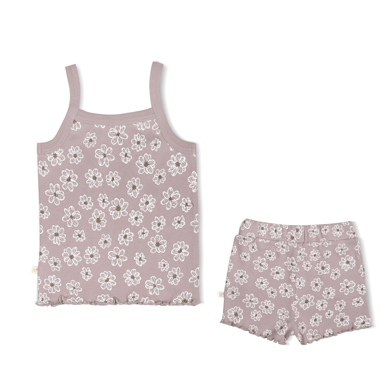 Organic Spaghetti Top & Shorts Set - Daisies