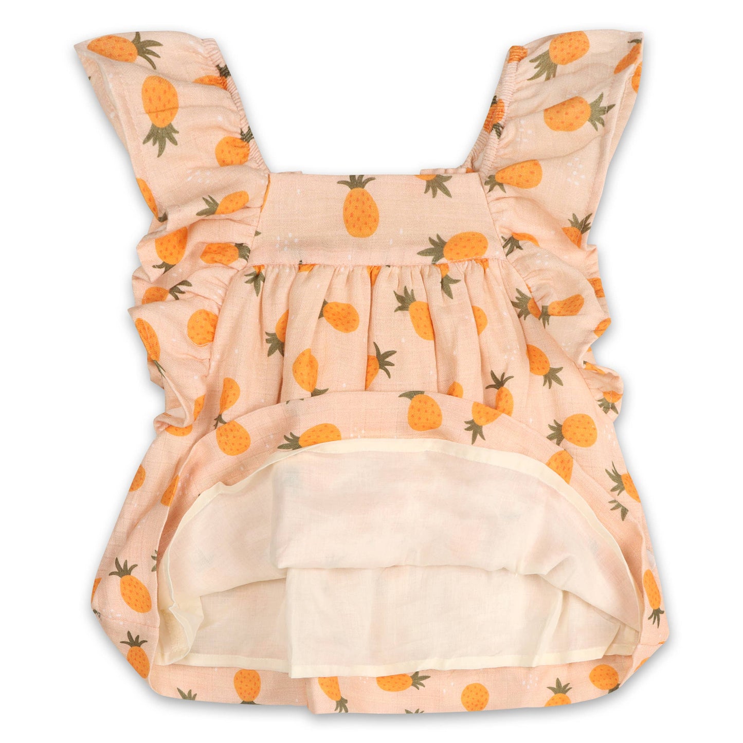 Pineapple Ruffle Sleeve Baby Dress + Bloomer