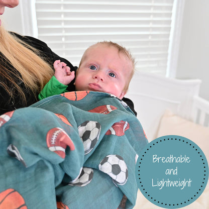 Little Athlete Sporty Theme Baby Muslin Swaddle Blanket