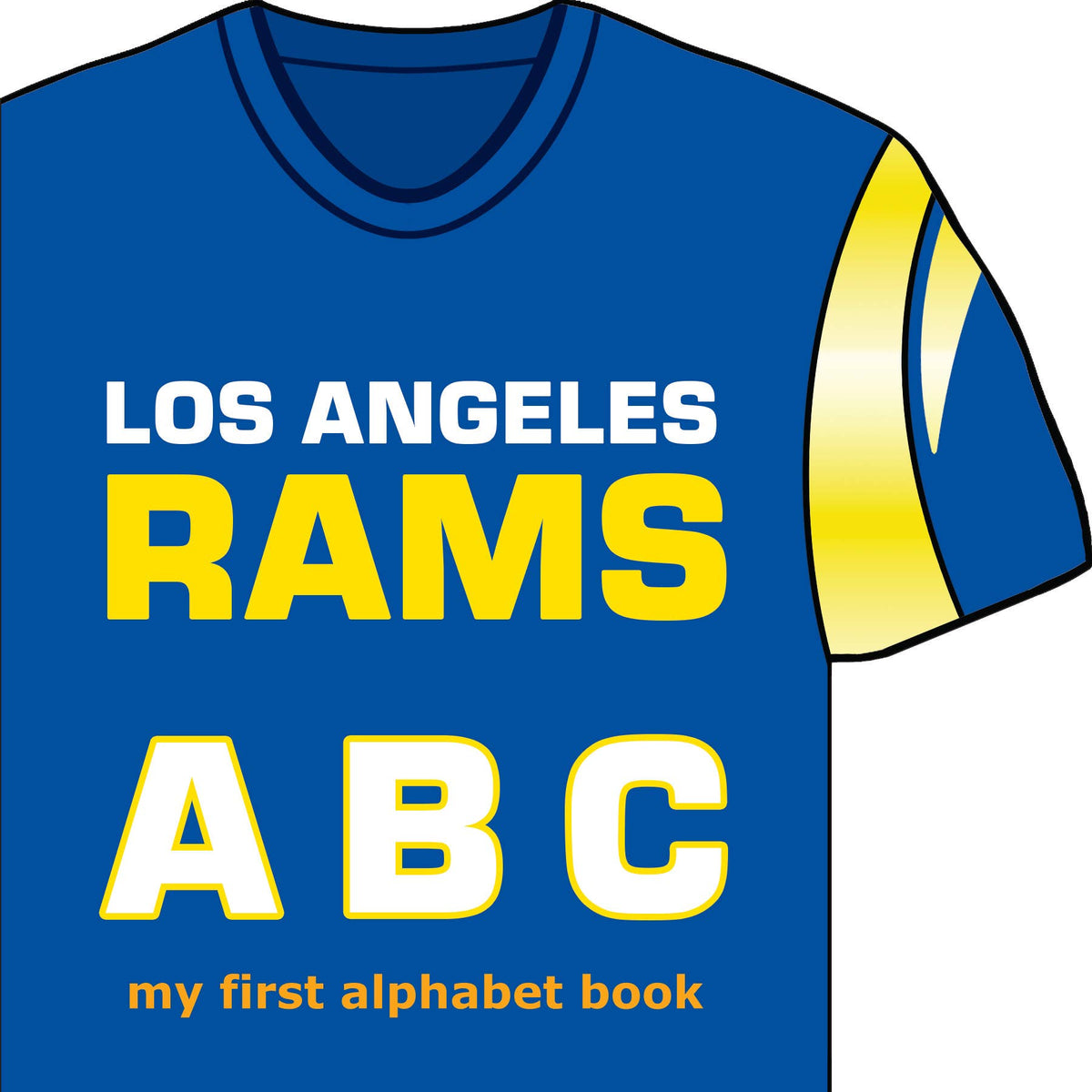 Los Angeles Rams ABC alphabet board book cover with jersey