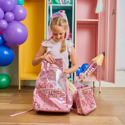 Pink Bow Confetti Insulated Lunch Box