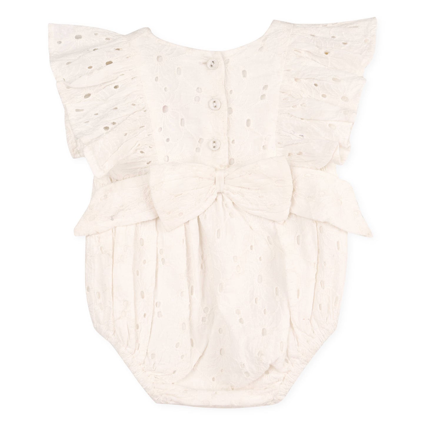 Luna Schiffli Ruffle & Bow Baby Girl Romper