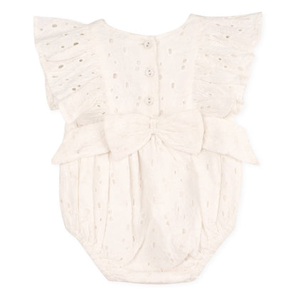 Luna Schiffli Ruffle & Bow Baby Girl Romper