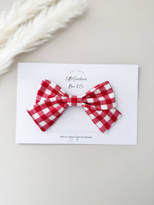 Red Gingham 4th of July Pinwheel Headband