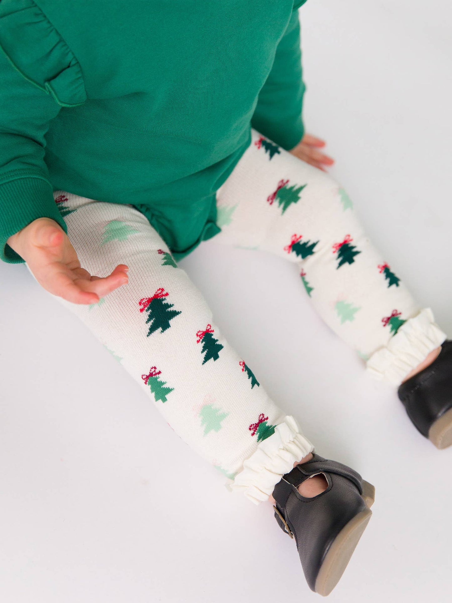 Spruced Up Christmas Tree Footless Ruffle Tights