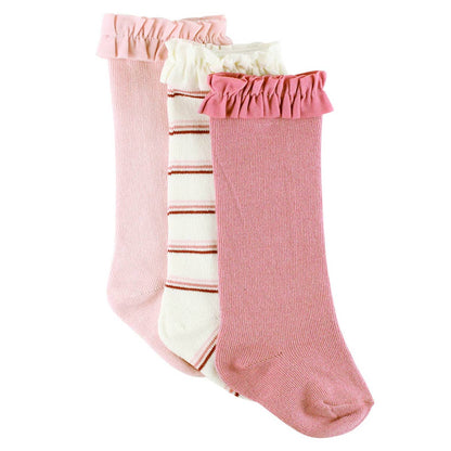 3-Pack Ballet Pink, Rosy Lane, & Wisteria Mauve Knee High Socks