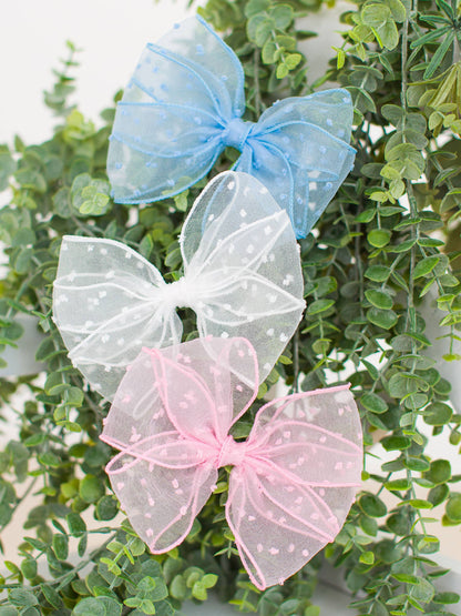 Girls Baby Pink Dotted Tulle Bow