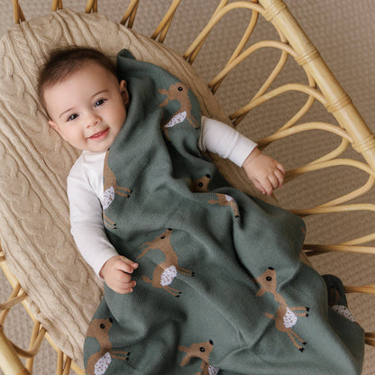 100% Luxury Cotton Swaddle Receiving Baby Blanket - Deer