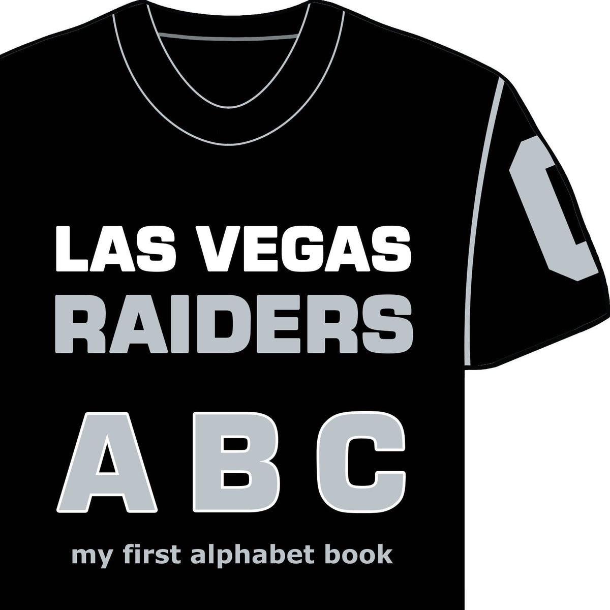 Las Vegas Raiders ABC alphabet board book cover with black jersey
