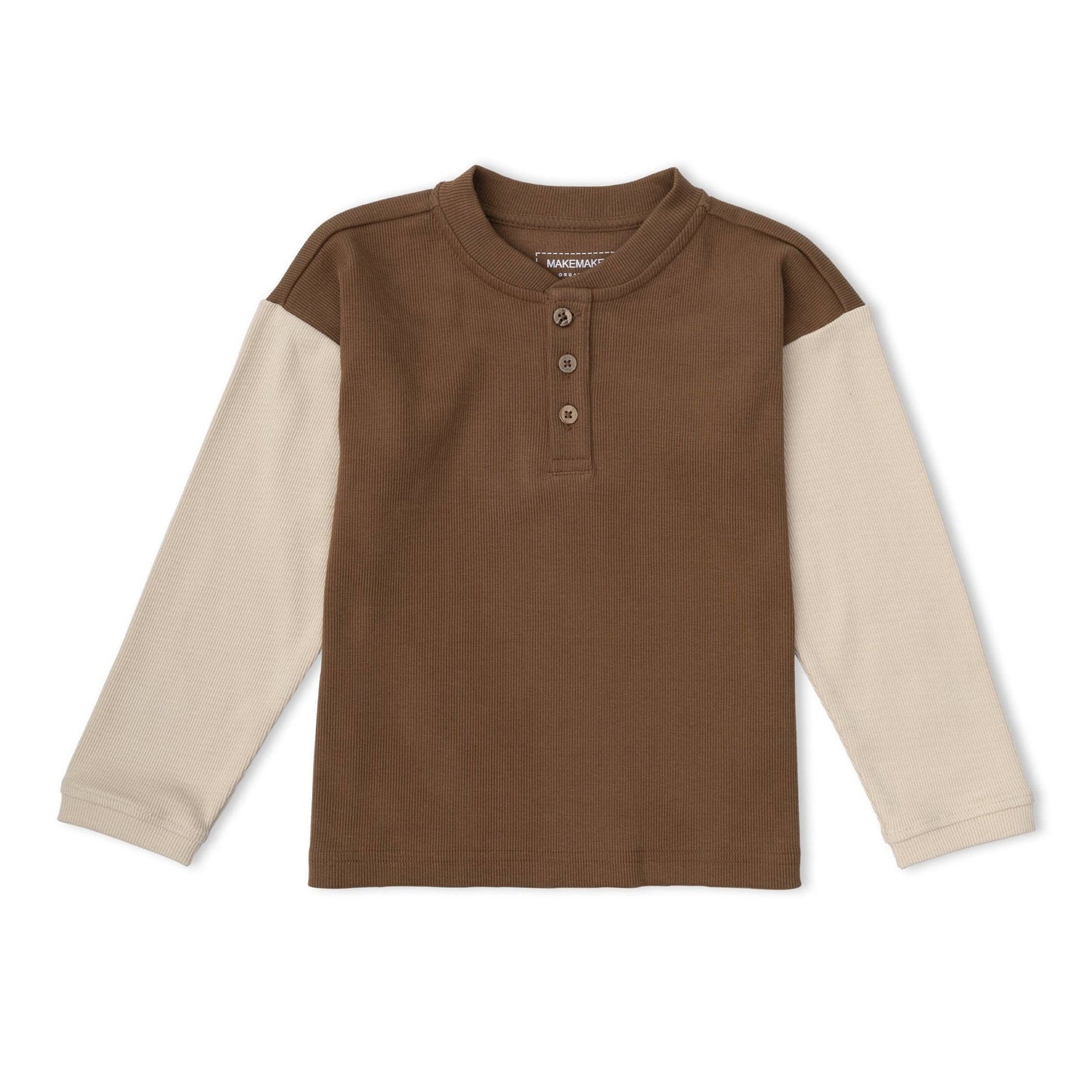 Organic Henley Tee - Brown