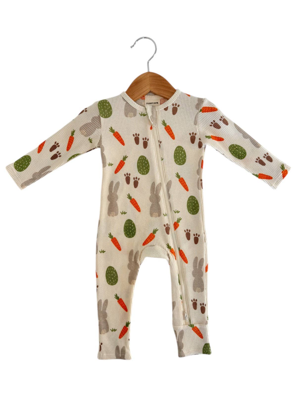 Organic Waffle 2-Way Zip Romper, Cottontail