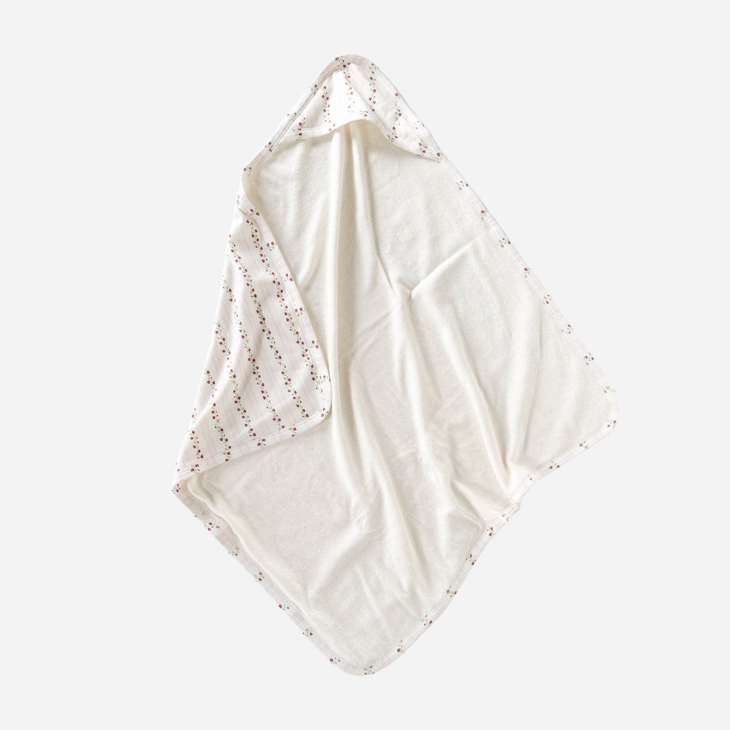 Strawberry Stripe Organic Cotton Hooded Baby Towel