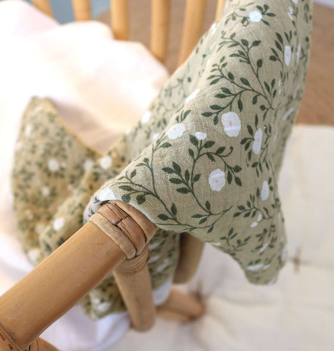Dark Sage Blossom Swaddle/Muslin Cloth