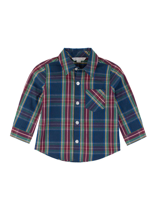 Boys Winter Nights Plaid Long Sleeve Button Down Shirt