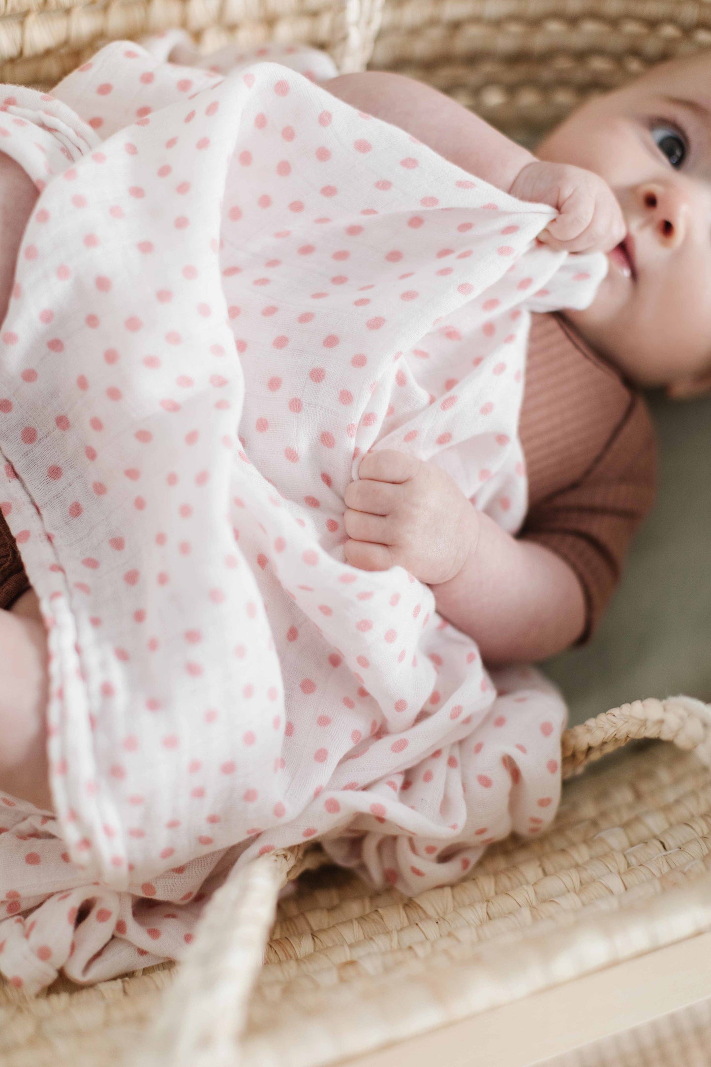 Blush Dots Bamboo Muslin Crib Sheet