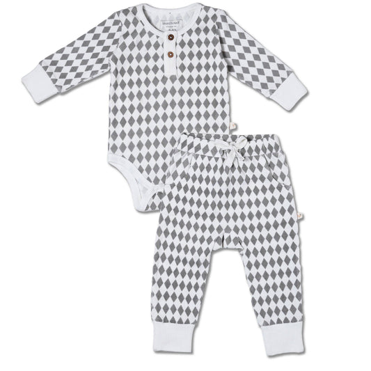 Organic Button Onesie & Pants Set - Harlequin
