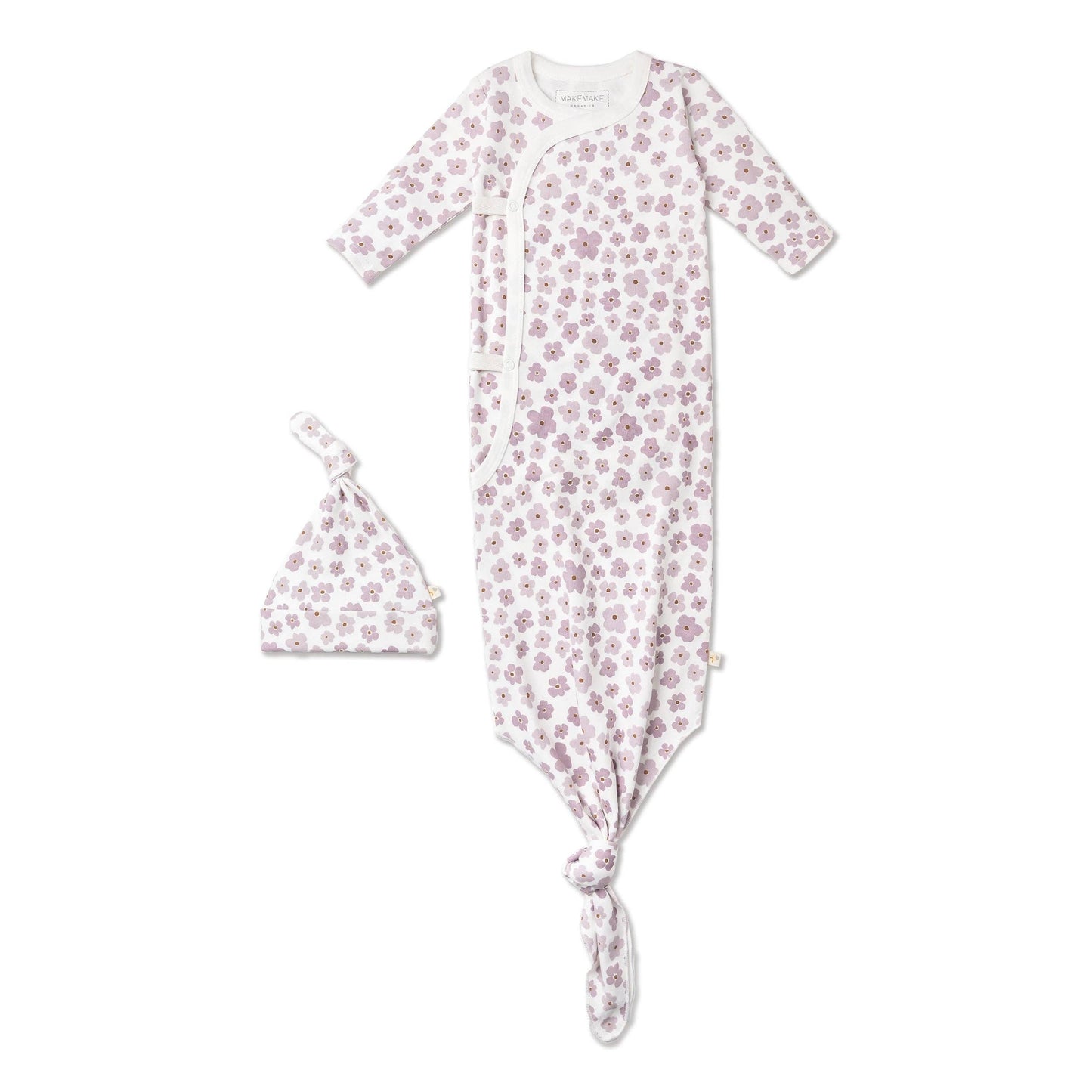 Organic Kimono Knotted Sleep Gown - Poppy