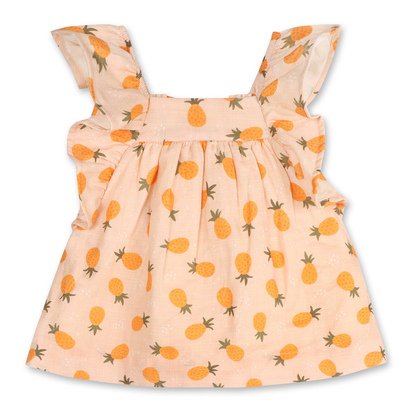 Pineapple Ruffle Sleeve Baby Dress + Bloomer