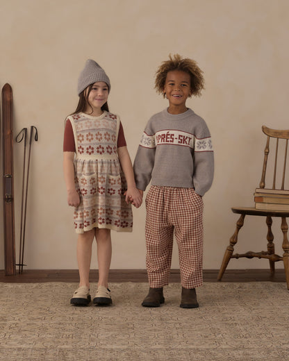 Rylee and Cru Scallop Tee in Brick on model