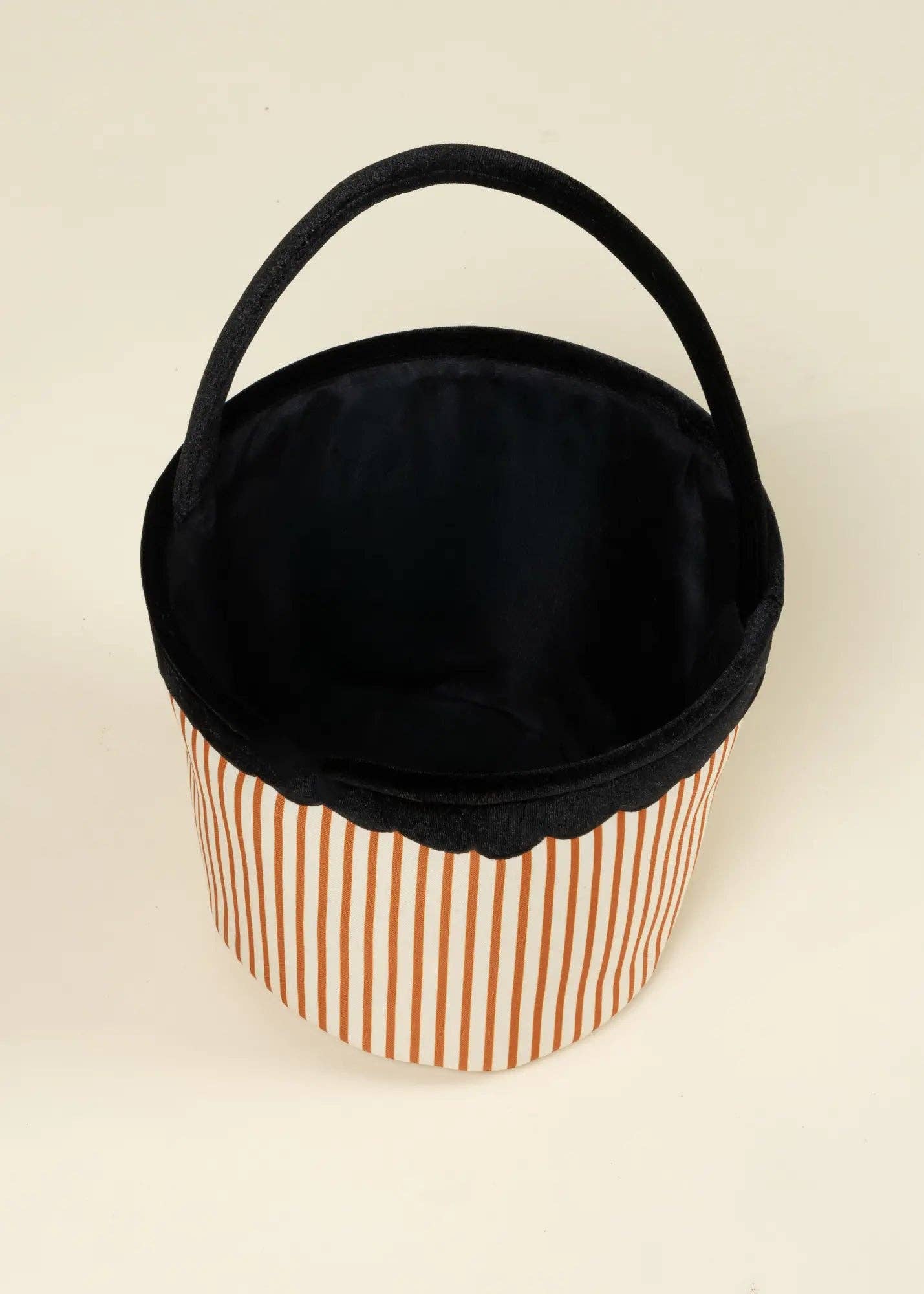 Pumpkin Stripe Scalloped Fabric Treat Basket