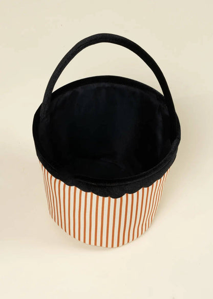 Pumpkin Stripe Scalloped Fabric Treat Basket
