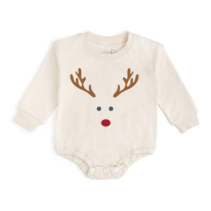 Red Nose Reindeer Christmas Long Sleeve Romper