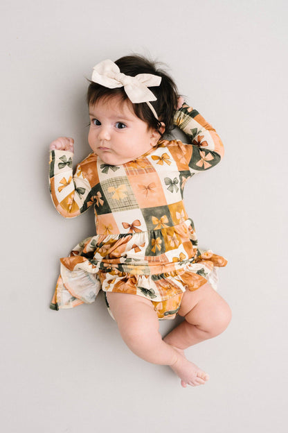 Bow Patchwork Bodysuit Bamboo Dress