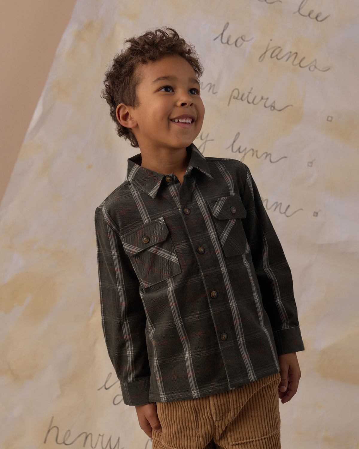 Rylee and Cru Pocketed Flannel in Holiday Plaid on model