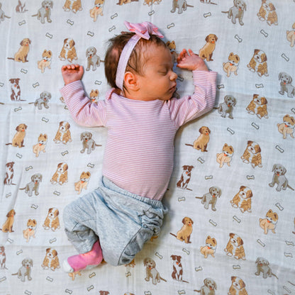 Woof Woof Baby Muslin Swaddle Blanket