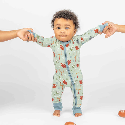 Football Game Day Bamboo Convertible Baby Pajamas