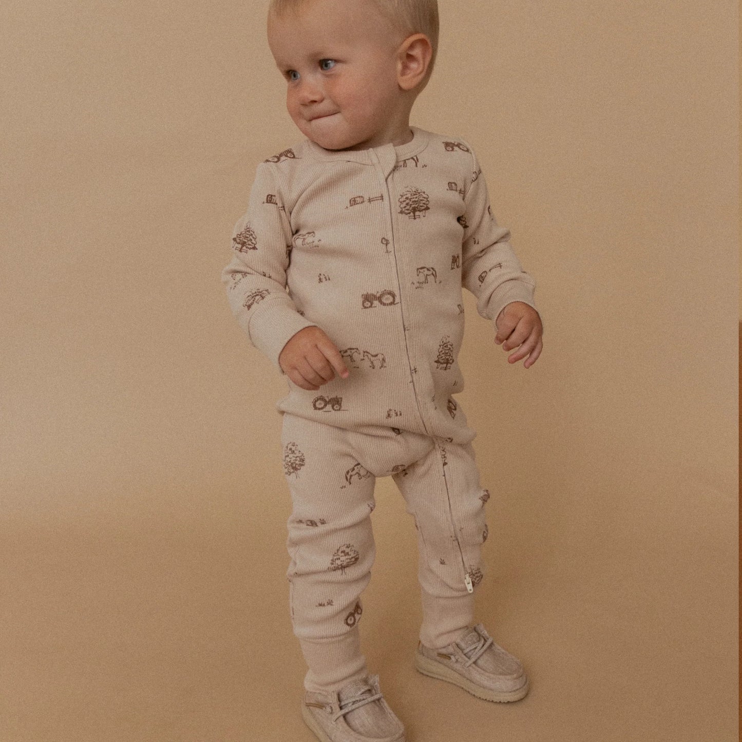 Organic 2-Way Zip Romper - Farm