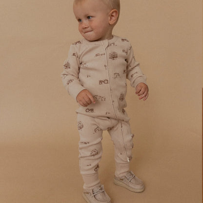 Organic 2-Way Zip Romper - Farm