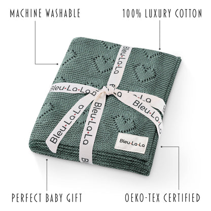 100% Luxury Cotton Swaddle Receiving Baby Blanket - Heart