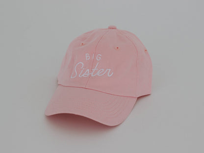 Big Sister Pink Twill Hat • Modern Girls Cap for New Sisters