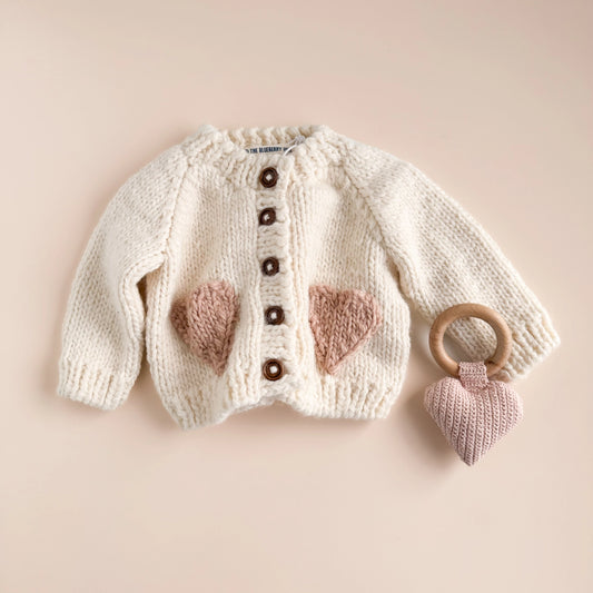 Heart Cardigan in Blush