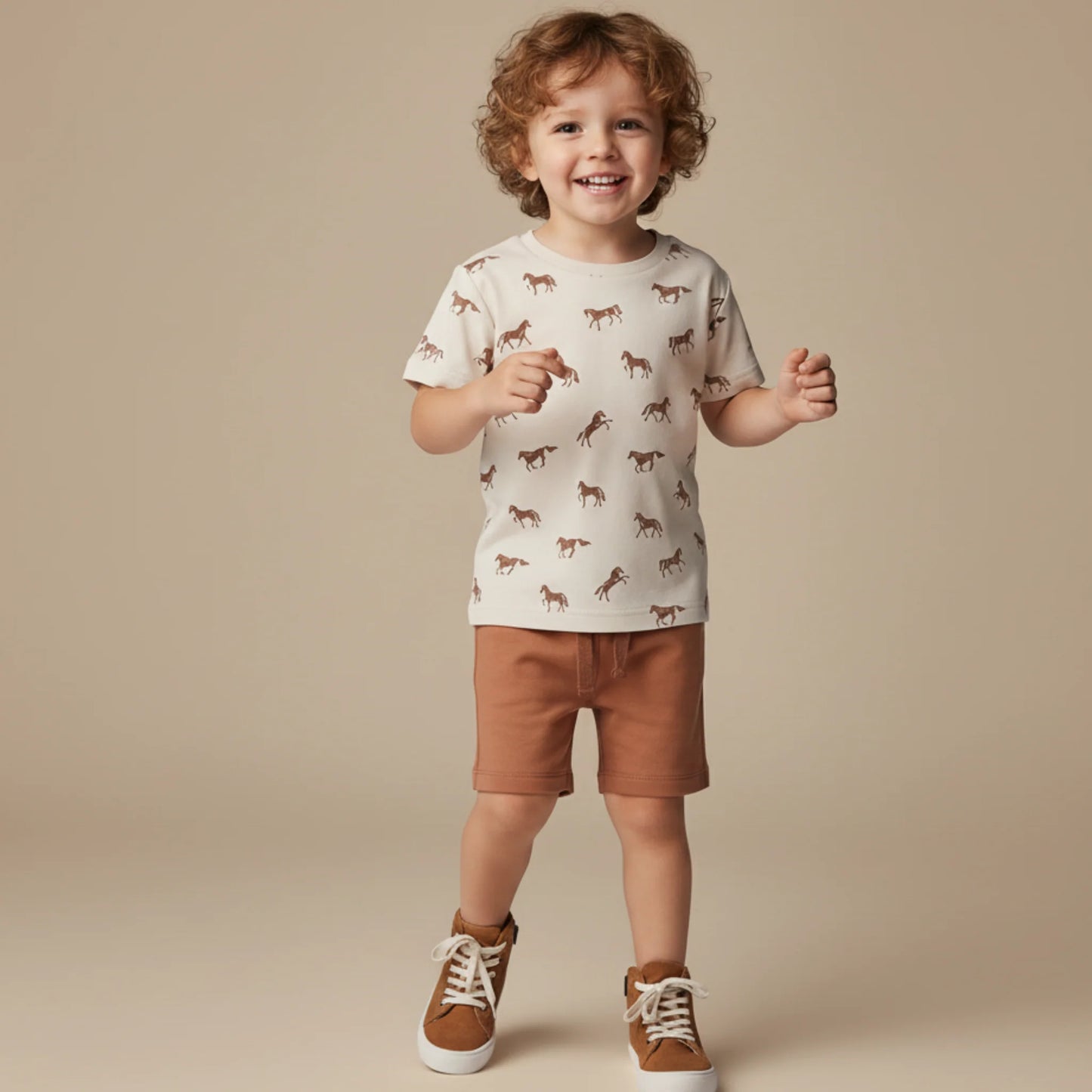 Organic Tee & Shorts Set - Horses