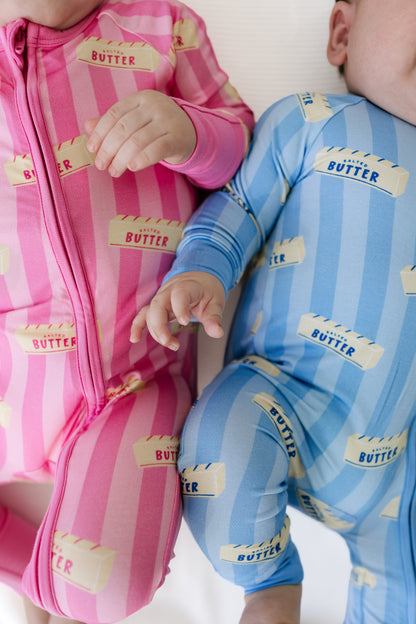 Pink Stripe Butter Zipper Romper - view 3