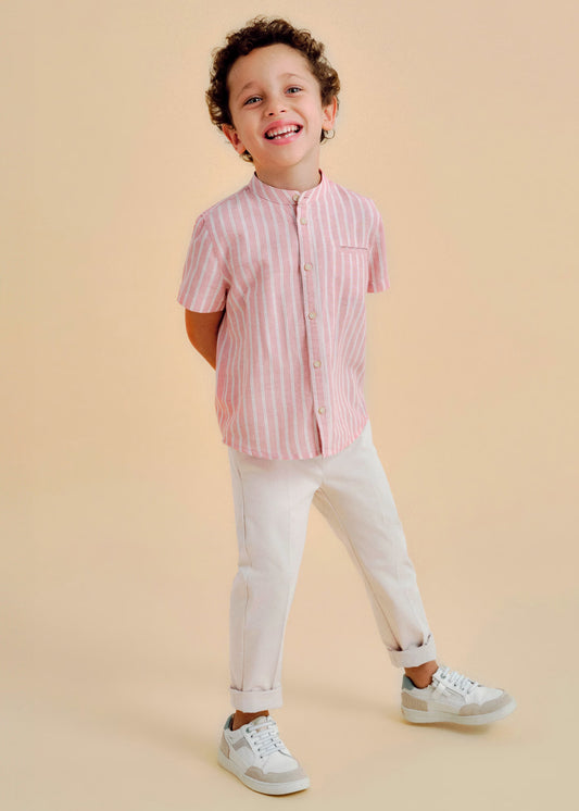 Linen Mandarin Collar Shirt