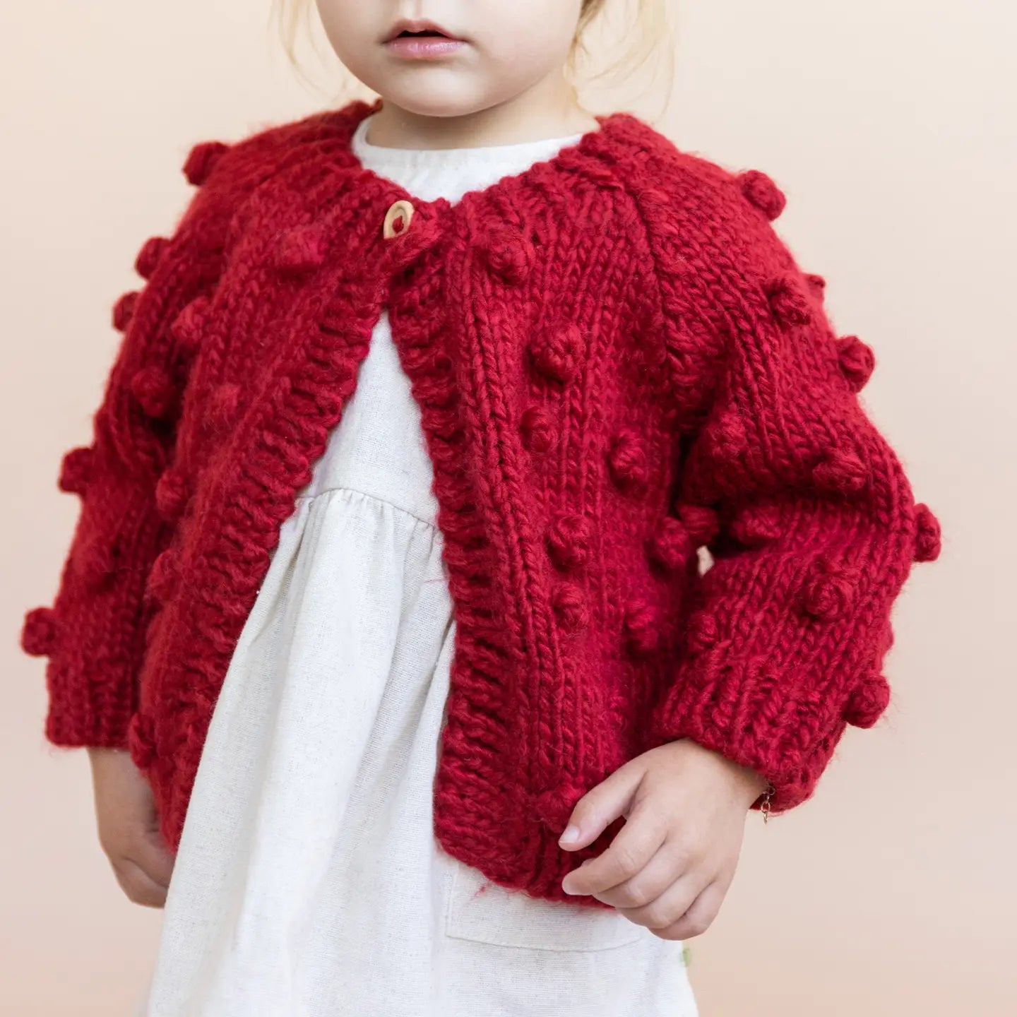 Popcorn Cardigan in Red