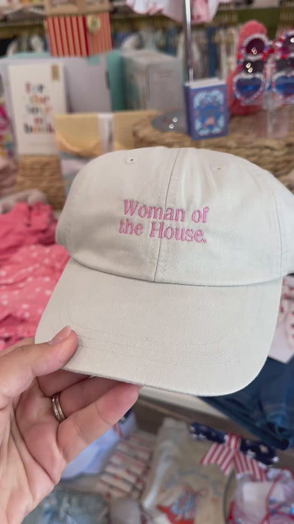 Woman of the House embroidered ivory and pink baseball hat for moms