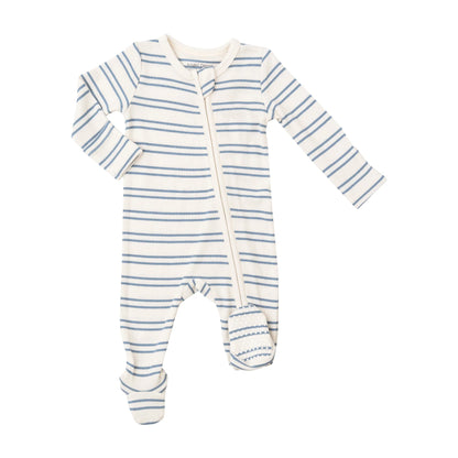 2 Way Rib Zipper Footie, Anchor Rib Stripe