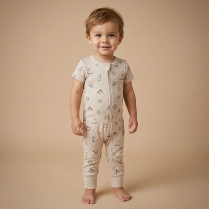 Organic Short Sleeve Zip Romper - Rodeo