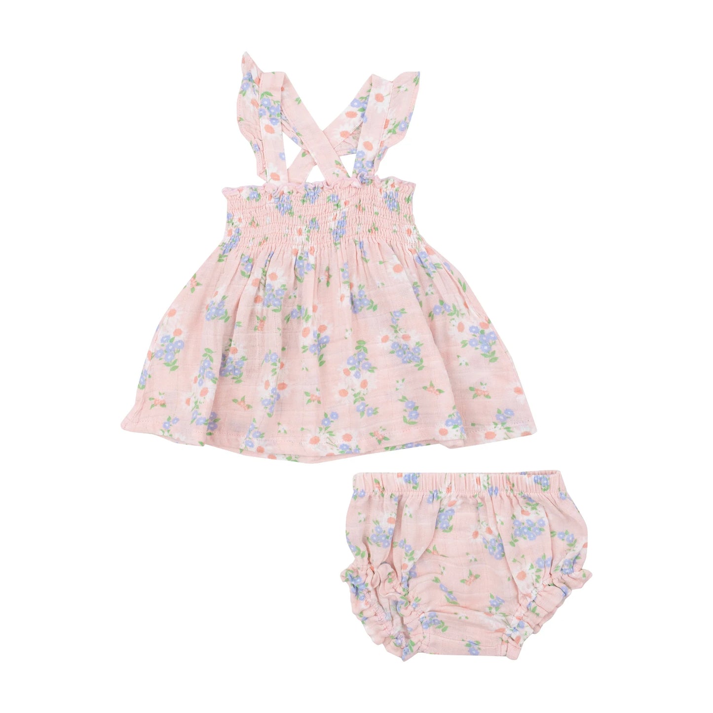 Ruffled Strap Smocked Top and Diaper Cover, Gathering Daisies