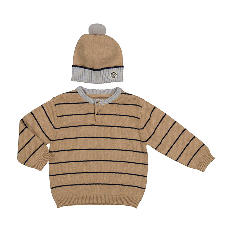 Striped Knit Sweater and Hat Set