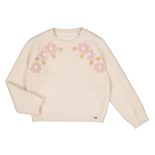 Knitted floral sweater