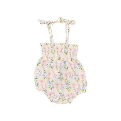 Tie Strap Smocked Bubble, Simple Pretty Floral