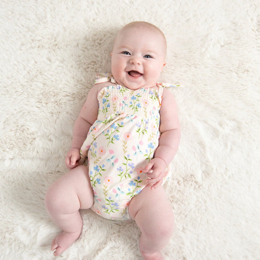 Tie Strap Smocked Bubble, Simple Pretty Floral