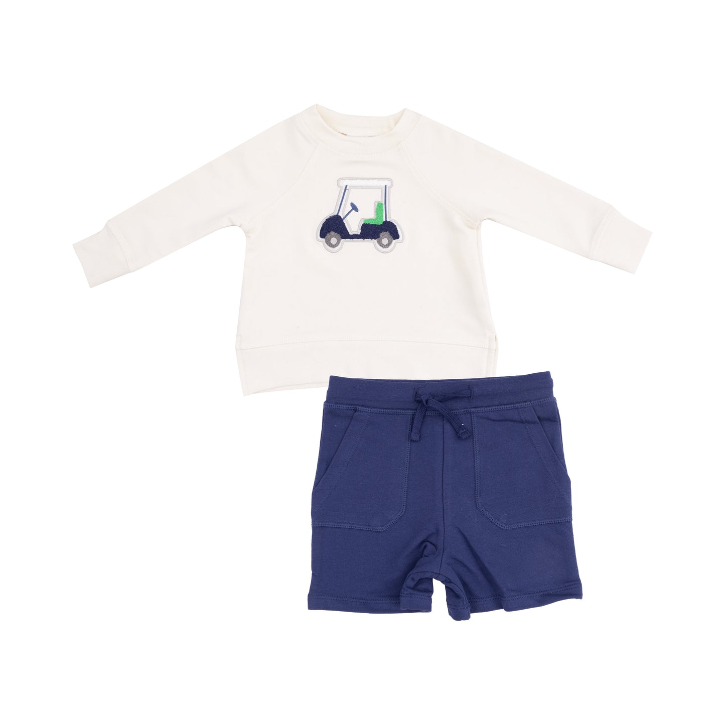 Golf Cart Blue - French Terry Raglan Sweatshirt and Short Set